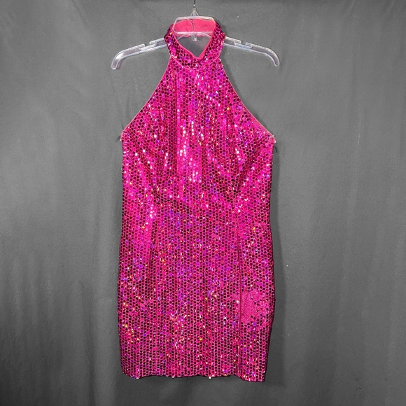 Vintage Hot Pink Iridescent Prom Dress - Picture 1 of 6